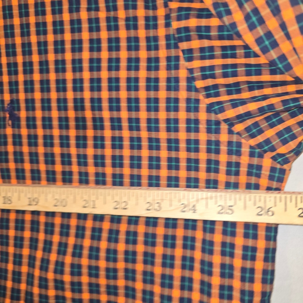 Ralph Lauren Button Down Shirt Large Men Orange Navy Plaid Blake Cotton Long Slv - Picture 5 of 8